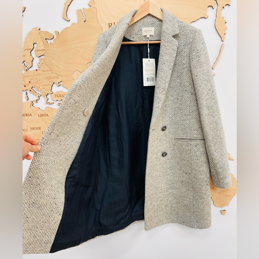 Sezane Johnson Coat, Grey, FR 40 - Picture 5 of 8